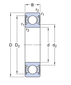 Картинка W 6001-2RS1   подшипник SKF от компании «BC Industry» Корпуса, корпусные подшипники, подшипниковые узлы, смазки для подшипников, сальники, манжеты, уплотнения - купить в Шымкенте, в Алматы. Купить подшипники в Шымкенте. Купить подшипники в Алматы. SKF Казахстан.